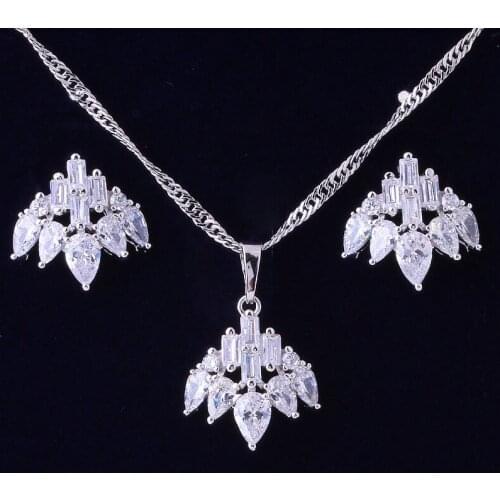 Love Monologue Sparkling White Cubic Zirconia Yellow Gold Color & Silver Color Jewelry Sets for Women X0568