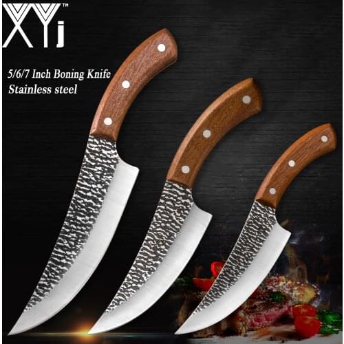 XYj Forging Boning Kitchen Knife Full Tang Handmade Sliced Knife Survival Camping Serbian Hunting Accessories Tool w/Gift Box