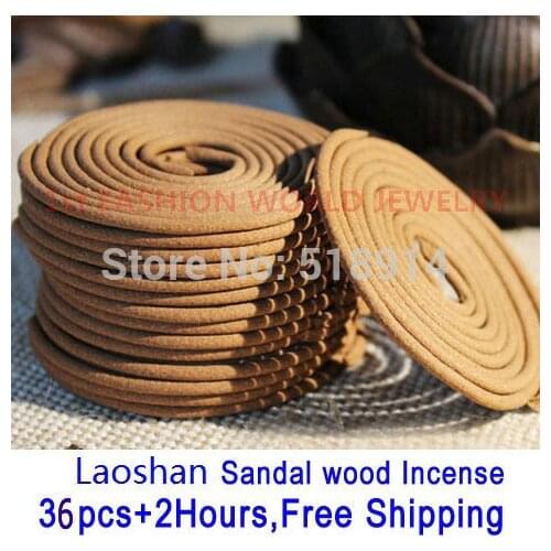Laoshan Sandalwood Incense Coil,Natural Sandal Wood Sandalwood Coil Incense 36pcs 2H.Therapy Incense Scent Made In Taiwan