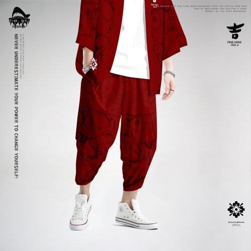 6XL Plus Size Red Harem Pants Mens Jogger Pants 2020 Male Casual Chinese Style Pants Trousers