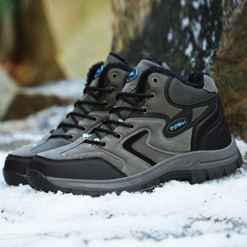 Mens outdoor boots winter ankle boots warm popular shoes mens suede casual snow shoes leather walking shoes snow boots