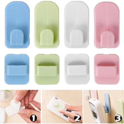 Sticky Hook Set Remote Control Holder Organization 4pcs/set Adhesive Tape Hanger Wall Storage