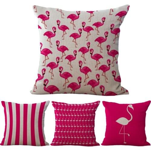 New Fashion Pink Flamingo Throw Pillow Case Birds Printed Cushion Covers Sofa Bed Home Decor Cojines Almofada Customized