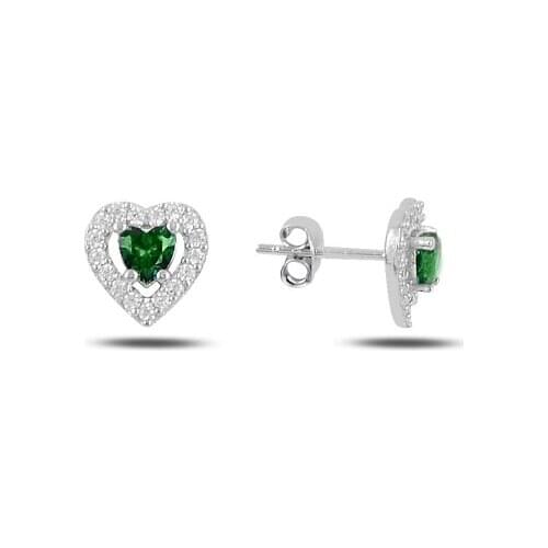 Silver 925 Sterling Heart Colorful Zircon Engagement Earrings