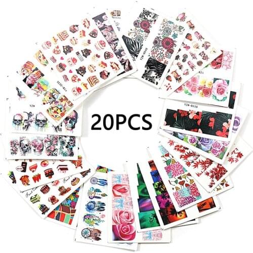 Hot!10/20 Sheets Mixed Flower Water Transfer Nail Art Sticker Watermark Decals DIY Decoration Manicure For Women Nail Beauty