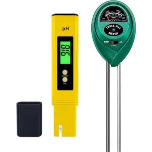 PH Meter Soil Tester Combo, Digital PH Water Tester and 3-In-1 Plant Moisture Light PH Meter for Garden