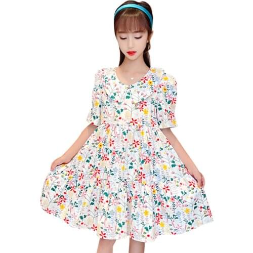 Dress Girl Floral Girls Party Dress Kids Casual Style Kid Dress Summer Girls Clothes 6 8 10 12 14
