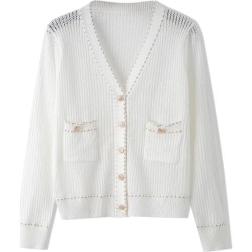 2020 Bushness Casual Womens Cardigan Single-Breasted Stitching Cardigan Loose Thin Knit Female Sweater Plaid Tops England Style