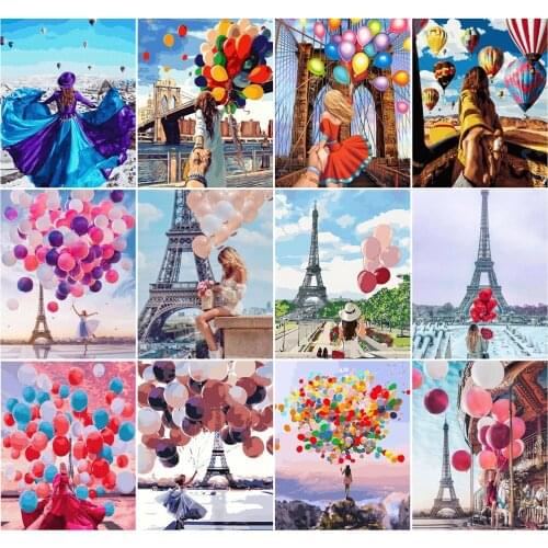 AZQSD Painting By Numbers 40x50cm Tower Home Bedroom Wall Artwork DIY Adult Coloring By Numbers Landscape Handpainted Gift