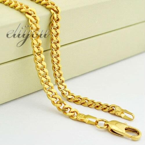 SUNNERLEES Yellow Gold Color Necklace 3mm Curb Link Chain Mens Womens Gold Jewellery fashion Jewelry DJN88