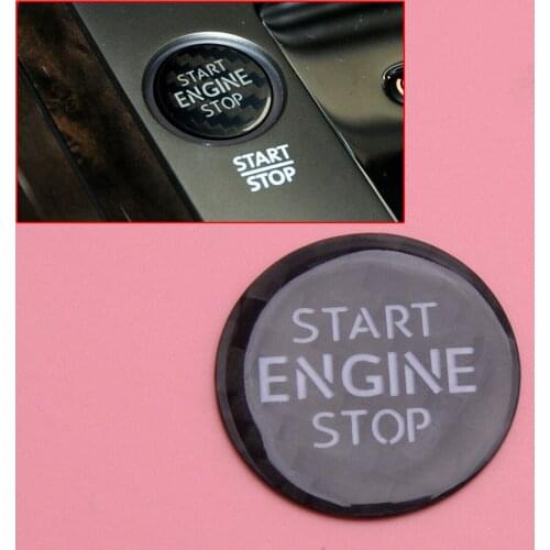 Carbon Fiber Engine Ignition Start Stop Button Sticker Trim Car Black Fit For VW Touareg Phaeton