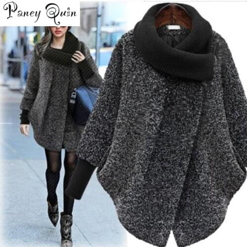 Winter jacket women large size new womens high collar solid color coat long sleeve wool coat women jacket winter parka