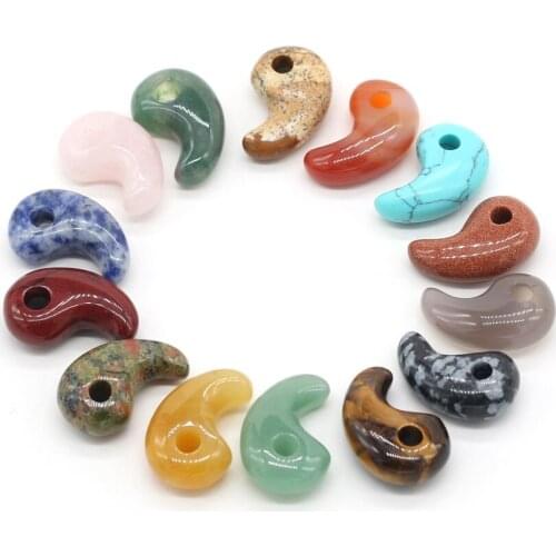 Natural Stone Gem Comma Pendant Rose Quartz Tiger Eye Loose Beads DIY Necklace Bracelet Earrings Jewelry Accessories Making