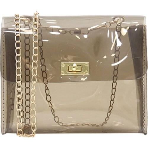 Women Transparent Shoulder Bag Female Chain Jelly Messenger Bag Solid Color Handbag Ladies Shopping Handbag Fashion Dropshipping
