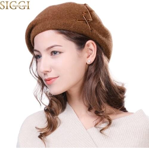 FANCET Winter Warm Elegant Wool Berets Hats For Women Solid Nylon Elastic Soft Lining Fashion Gorros Bonnets Female 99619