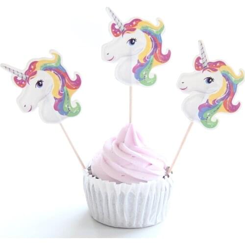 1 Set Unicorn Party Cupcake Topper for Happy Birthday Party Baby Shower Children Party Decor Kids Cake Decoration Supplies