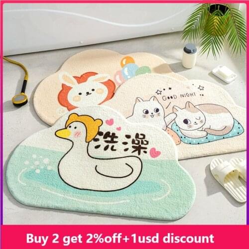 1pc Cartoon Bathroom Doormat Entrance Floor Mat Non-slip Mats Rug Duck Pet Absorbent Carpet Bath Cute Bath Tub Mat Bed Kid room