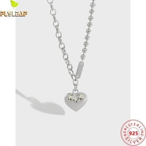 18k Gold Round Bead Heart Long Pendant Necklace For Women 925 Sterling Silver Light Luxury Style Female Fashion Jewelry