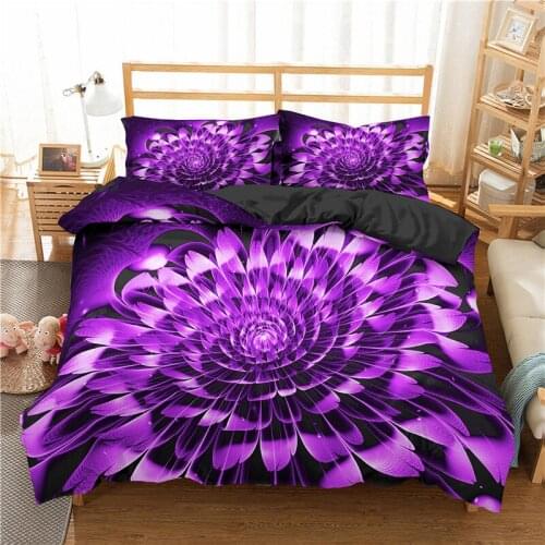 3D Flower Pattern Printed Bedding Set Duvet Cover Pillowcase Single Double Full Queen King Bedroom Home Textiles 2/3 Pcs