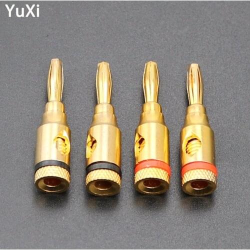 YuXi 4pcs Gold-plated Banana Plugs Musical Audio Speaker Cable Wire Plug Connectors Audio Terminal For Speaker Amplifier