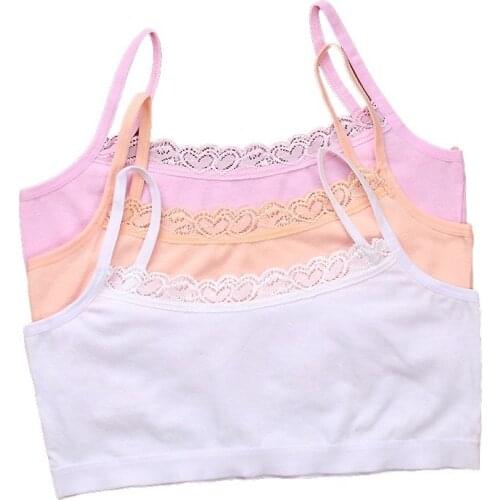 5pcs/lot Cutyome Young Girls Students Bra Solid Cotton Purbery Children Lace Underwear Kids Vest Bras Teenage Underclothes Undie