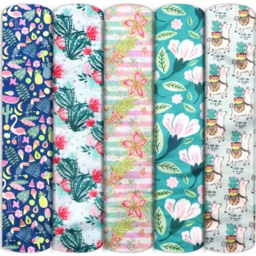 50*150cm Flower Cactus Leaf Double Brushed Poly Knit Cotton Fabric Sewing Quilting Needlework Material DIY Handmade Cloth,c13937