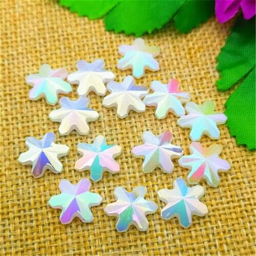 50pcs 12mm Flowers AB Color Acrylic Rhinestone Flatback Beads
