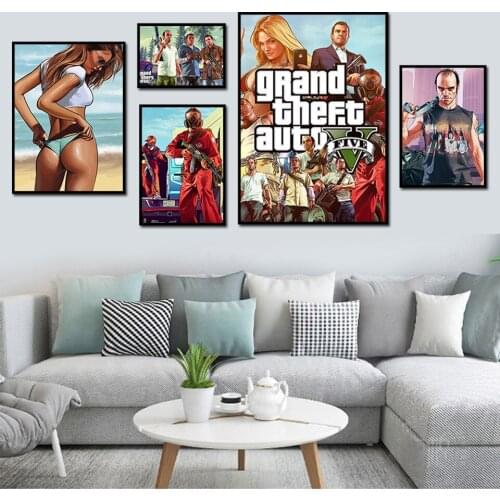 Diamond painting GTA 5 poster canvas wall art Mosaic Art 5D DIY diamond embroidery cross stitch kit room decoration