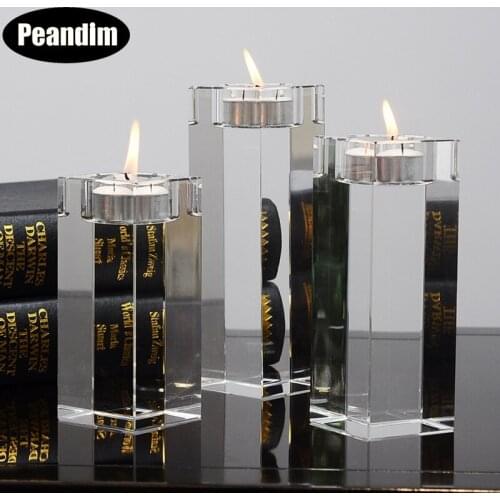 PEANDIM Religious Crystal Candle Holders Tealight Candlestick Wedding Decorations Centerpieces Bonus Home Votive Portavelas