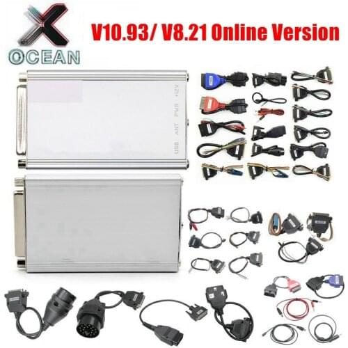 Newest Carprog V10.93 V8.21 Full 21 Adapters Car Prog 10.93 8.21 ECU Chip Tuning Online ECU Programmer Airbag Reset Tool
