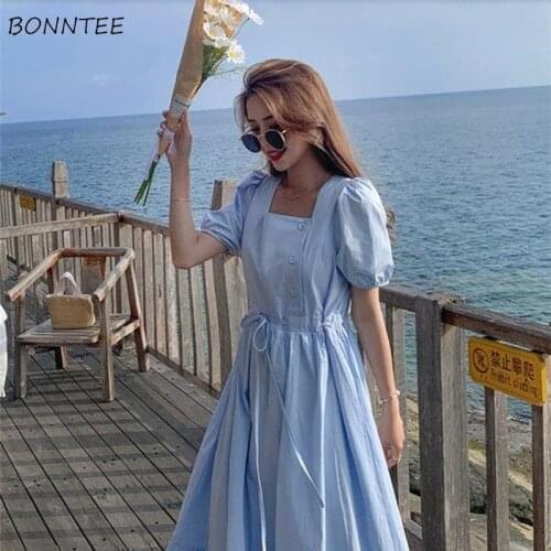 Синие летние платья BONNTEE China At AliExpress