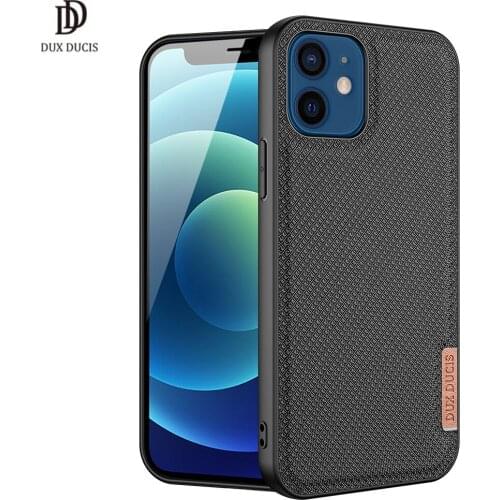 DUX DUCIS Fino Series For iPhone 12 12Mini 12Pro 12Promax Case Woven Fabric Protecting Back Case Cover Support Wireless Charging