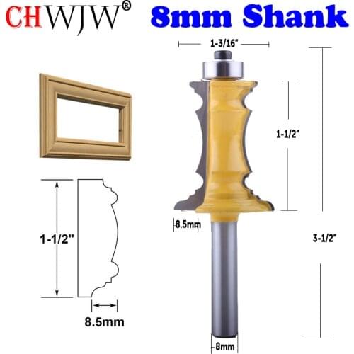 CHWJW 1pc 8mm Shank 1-1/2" Miter Frame Molding Router Bit Line knife Door knife Tenon Cutter for Woodworking Tools