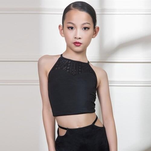Kids Latin Dance Clothes Halter Tops/Bodysuit For Girls Dance Training Practice Wear Samba Cah Cha Dancing Shirts Costume BL5980