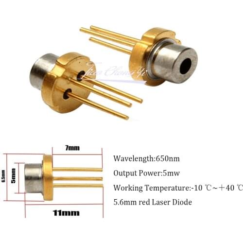 DIP Metal 650nm LED 5mW Infrared IR Laser Diode LD TO-18 / 5.6mm light-emitting diode