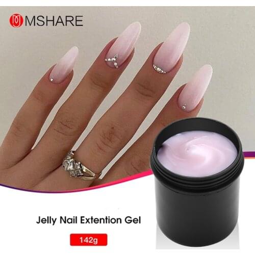MSHARE Jelly Builder Gel Pink White Cream for Nail Extension Fast Extending Medium Soft Gel Clear Milky Rose 142g
