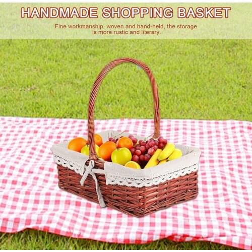 Hot Handwoven Basket Natural Multi-Function Organizer Basket Picnic Hamper Baskets Shopping Basket for Picnic Storage