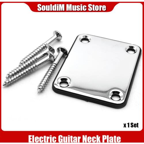 Electric Guitar Neck Plate Guitar Neck Joint Board with Screw for FD ST TL Electric Guitar Chrome/Black