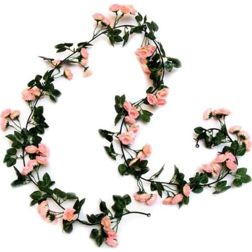 Fake Rose Garlands Artificial Silk White Flower Vines Hanging Flower Garlands Wedding Flower Party Arch Garden Decoration