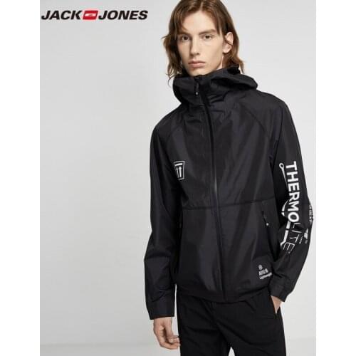 JackJones Mens Streetwear Letter Printed Pattern Hooded Waterproof Jacket Menswear| 219321537