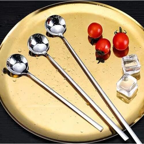 Stainless Steel Coffee Spoon For Cakes Desser Food Long Handle Silver Stirring Spoon Outdoor Picnic Kitchen Accessoris Bar Tools