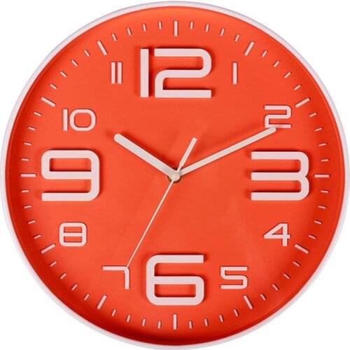 Indoor Big 3D Number Quartz Silent Non Ticking Wall Clock Quiet Movement Decorative Battery Operated 10 Inch Orange