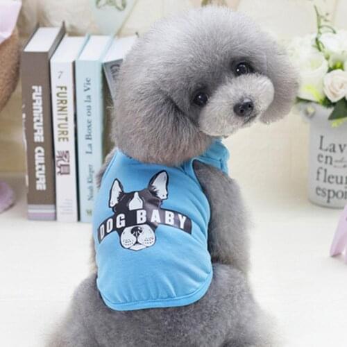 Summer Letter and Cartoon Puppy Head Printed Vest Pet Waistcoat Dog Clothes Pet Products Cat Supplies Home Garden