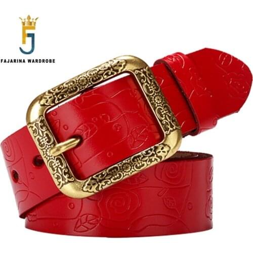 FAJARINA Ladies Fashion Quality Cow Skin Belt Fashion Male Female Cowhide Genuine Leather Woven Multi-colour Belts LDFJ084