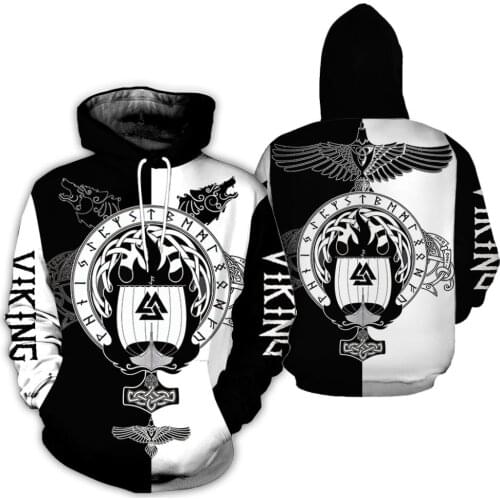 2019 New Fashion Men hoodies 3D All Over Printed Viking Tattoo T-shirt/Hoodie costume Unisex Casual Tracksuit streetwear WS-H77