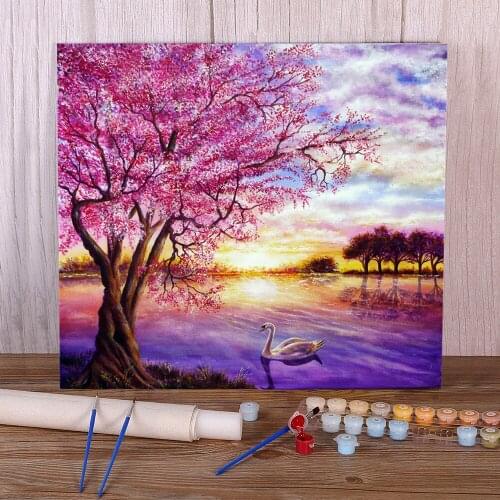 Natural Scenery Twisted Blossom Painting By Numbers Package Acrylic Paints 50*70 Oil Painting Paintings Crafts For Art