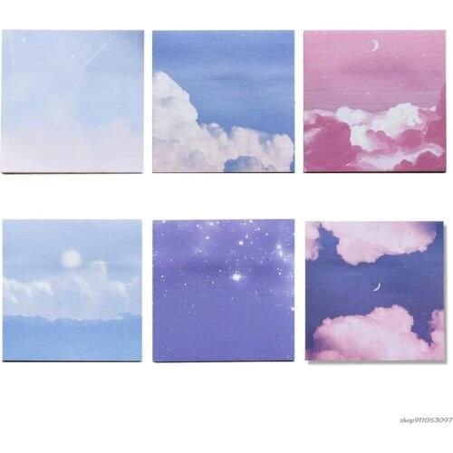 Fancy Note Pad Strong Self-adhesive Romantic Sky Oil Painting Pattern Design Sticky Note Pad 80 Sheets/Pad for Student wholesale