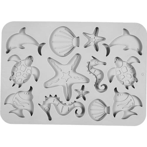 New Underwater World Conch Shell Mould 3D DIY Practical Wave Star Fondant Cake Decoration Embossing Mold Silicone Mould