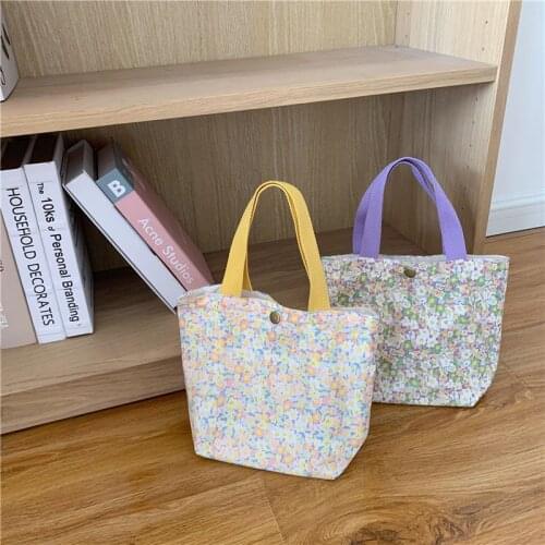 New Fashion Floral Women Mini Canvas Handbags Cotton Ladies Eco Reusable Shopping Bags Casual Female Portable Small Tote Purses