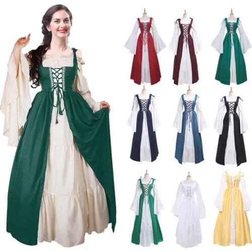 2019 retro party Renaissance Victorian Medieval Gothic Long Dresses plus size Maxi ball gown Middle Ages Prom dress S-XXXXXL